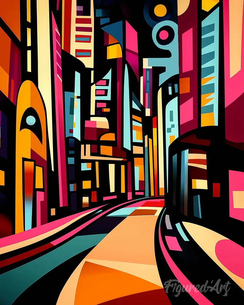 Figured'Art Gedurfd Abstract Stedelijke Straat diamond painting 40x50 cm full drill