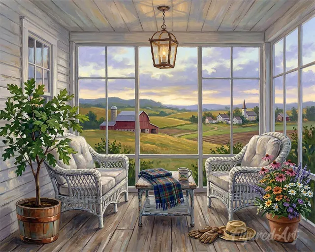 Figured'Art Rustige veranda schilderen op nummer 40x50 cm landschap