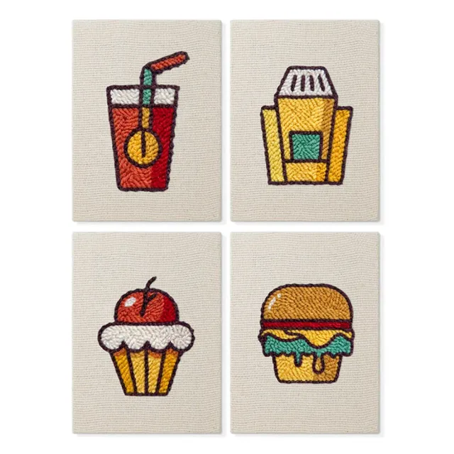 Figured'Art Fastfood Plezier punch needle set 4 stuks 15x20cm