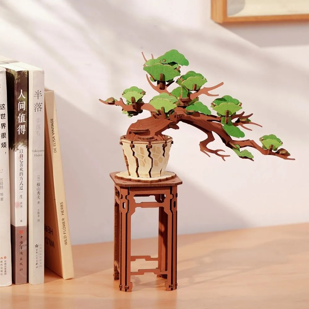 Figured'Art Altijdgroene Pijnboom Bonsai 3D puzzel 115-delig groen
