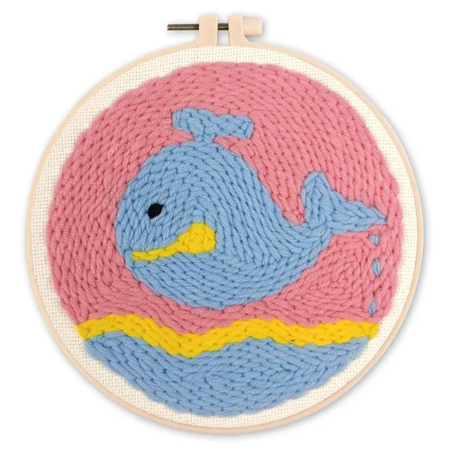 Figured'Art Zwevende Walvis punch needle pakket 20 cm wol