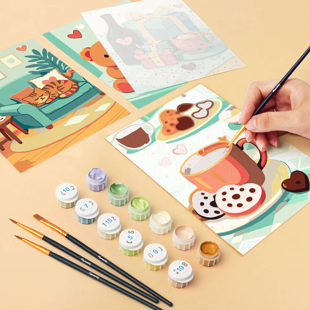 Figured'Art Mini Schilderen op Nummer Knusse Liefde 15x20 set van 6