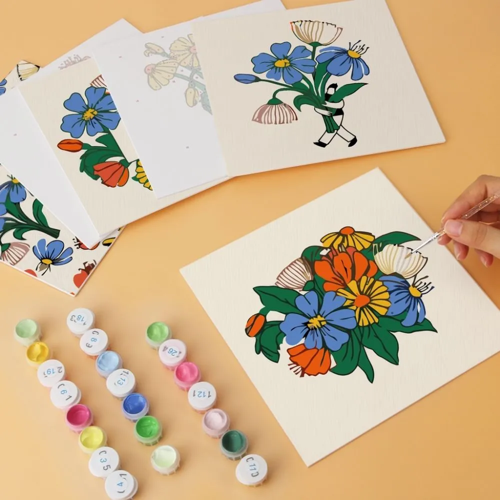 Figured'Art Handgeplukte bloemen schilderen op nummer 20x20 6 stuks