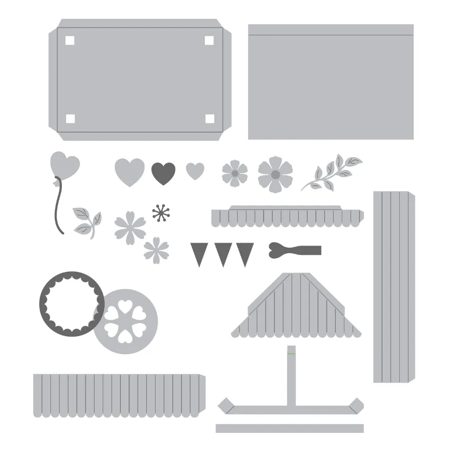 Craft Buddy Festival Flower Cart snijmallen set 24 stuks metaal