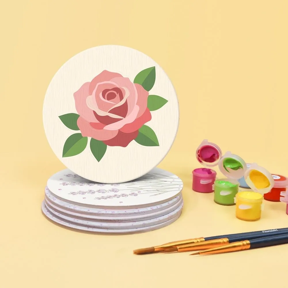 Figured'Art Pastelboeket schilderen op nummer onderzetters 6 stuks