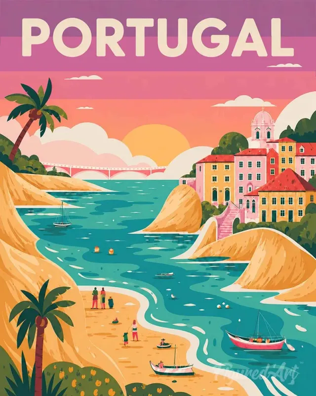 Figured'Art Reisposter Portugese oceaankust schilderen op nummer 40x50