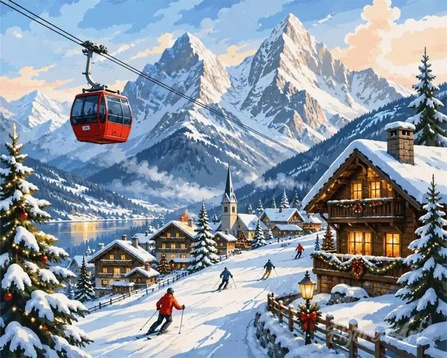 Figured'Art Kerstuitje in de Alpen diamond painting 40x50cm winter