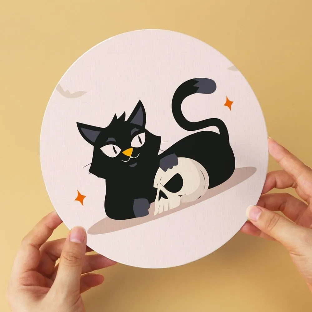 Figured'Art Spookachtige katten mini schilderen op nummer Ø20cm 6 stuks