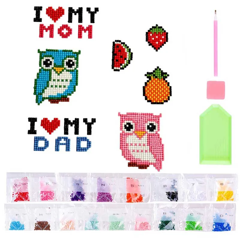 Figured'Art Ik Hou van Mama en Papa diamond painting stickers 7 stuks