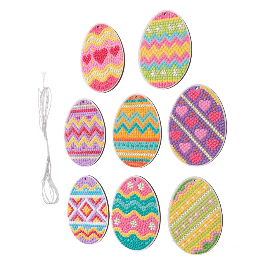 Craft Buddy Crystal Art Easter Eggs hangers set van 8 pasen