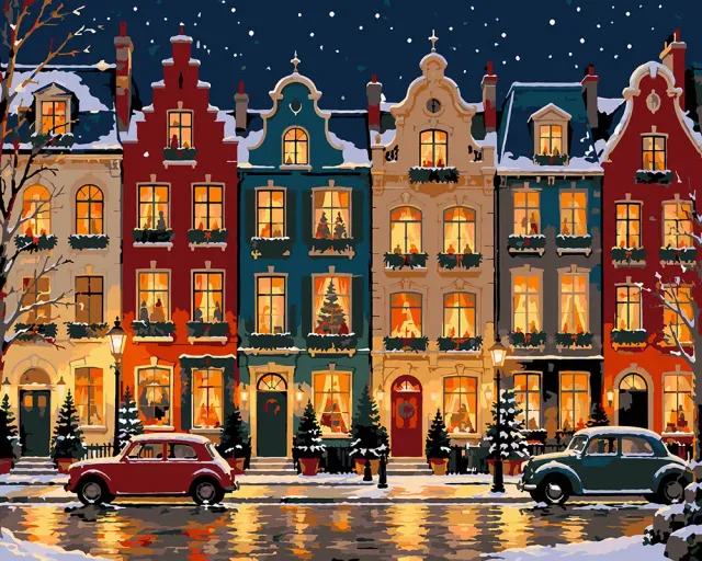 Figured'Art Kerststraat schilderen op nummer 40x50 cm eenvoudig