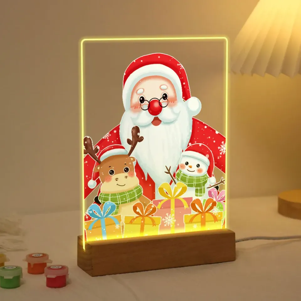 Figured'Art Kerstman 04 schilderen op nummer 15x20 cm met LED