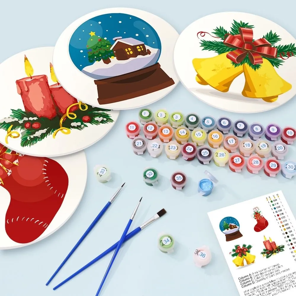 Figured'Art Klassiek Kerstplezier placemats schilderen 20cm 4 stuks