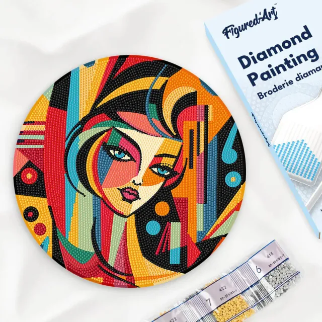 Figured'Art Picasso Stijl Abstracte Vrouw diamond painting hout 30 cm