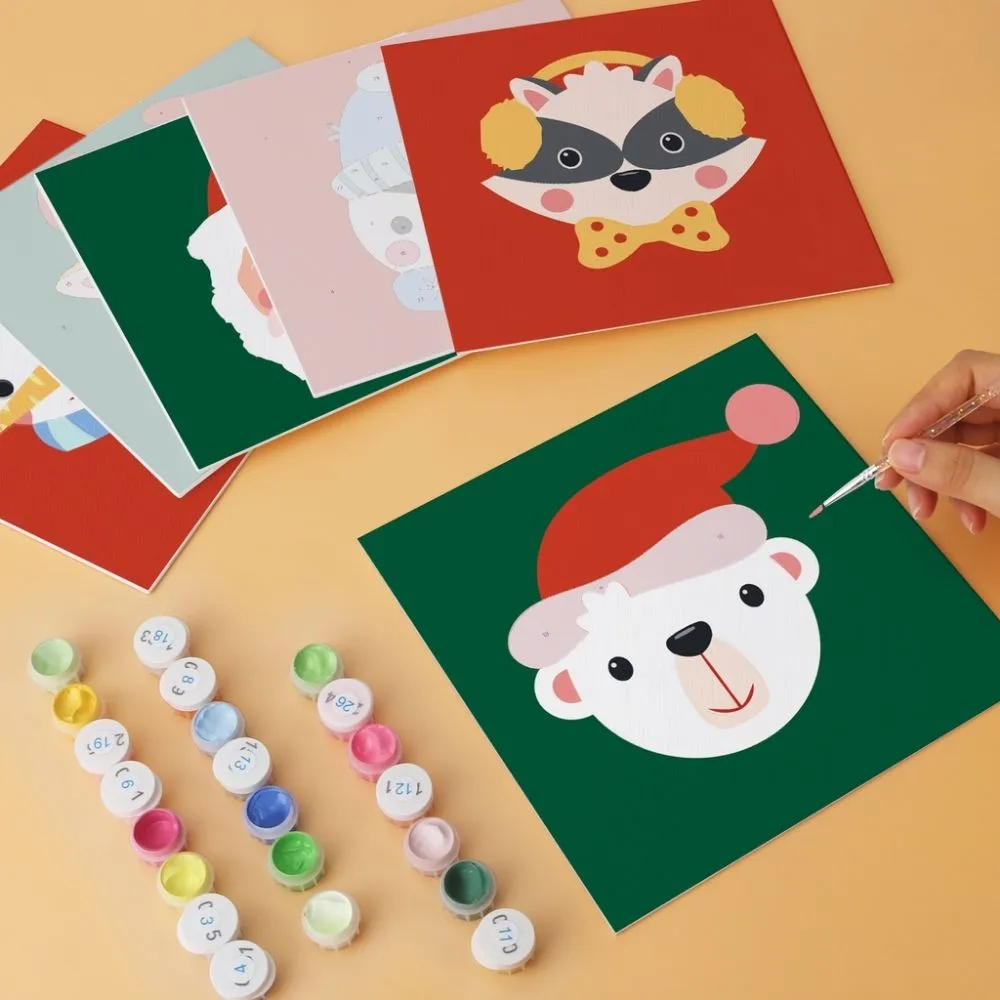 Figured'Art Mini Serie Kerstportretten schilderen op nummer 20x20cm 6 stuks