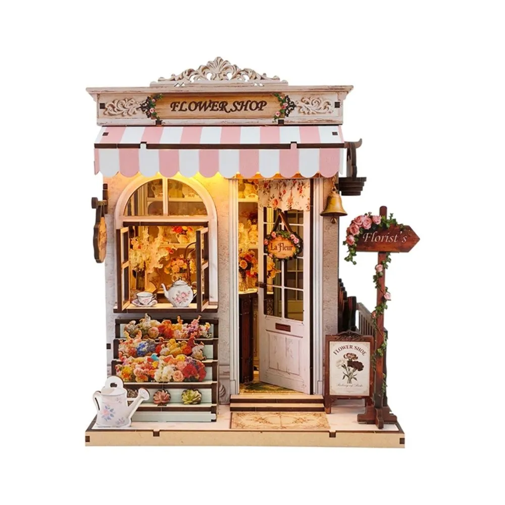 Figured'Art Miniatuurhuisjes Sweet Eaves Bloemist 3D puzzel met led