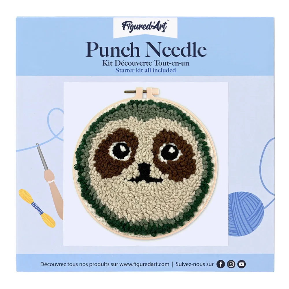 Figured'Art Schattige luiaard punch needle pakket 20 cm wol