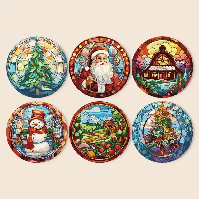 Figured'Art Kerstcadeau schilderen op nummer tafelsets 20cm 6 stuks