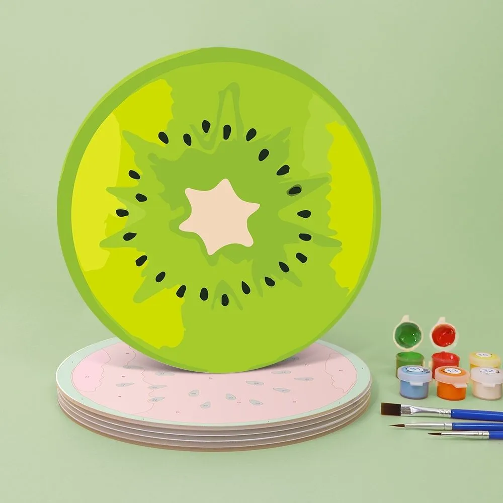 Figured'Art Gekleurde Fruitschijfjes schilderen op nummer placemats 6 stuks 20cm