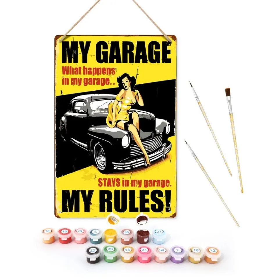 Figured'Art Mijn Garage Mijn Regels metalen poster 30x20cm