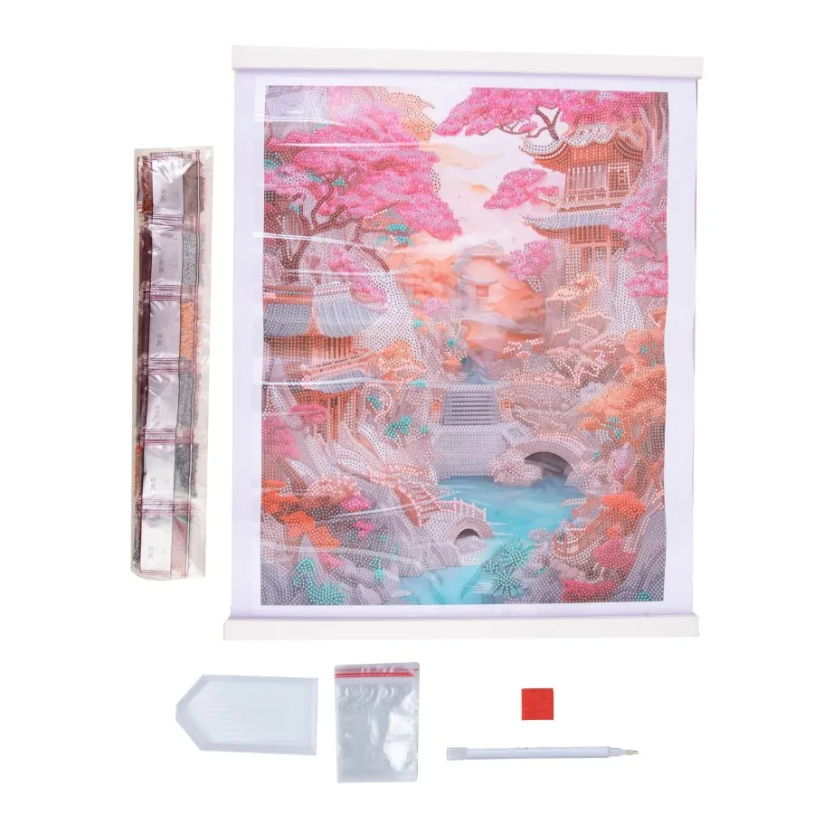 Craft Buddy Crystal Art Cherry Blossom diamond painting scroll 35x45 cm
