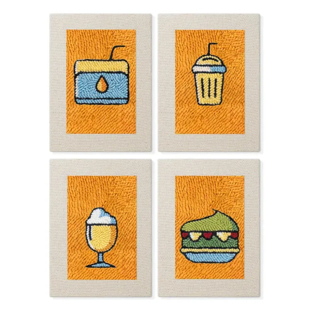 Figured'Art Drankjes Punch Needle Set 4 stuks met frame