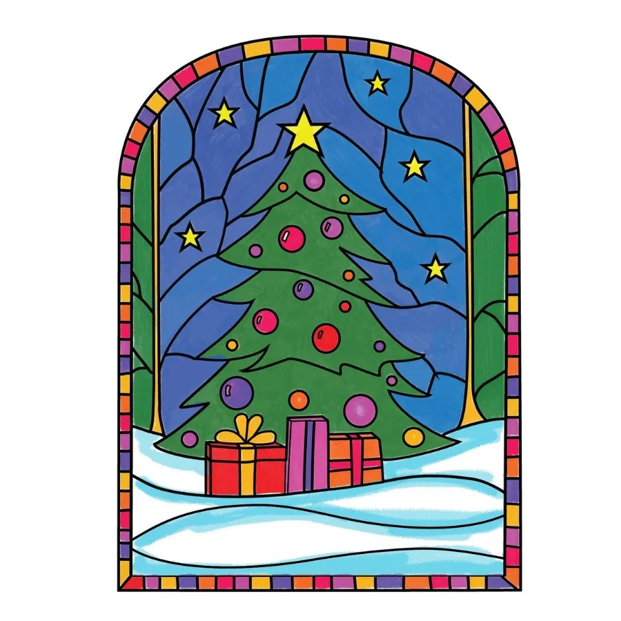 Craft Buddy Tree of Light stempelset A6 stained glass