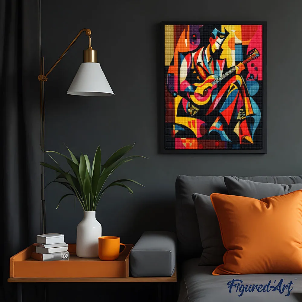 Figured'Art Gedurfd Abstract Gitarist diamond painting 40x50 cm