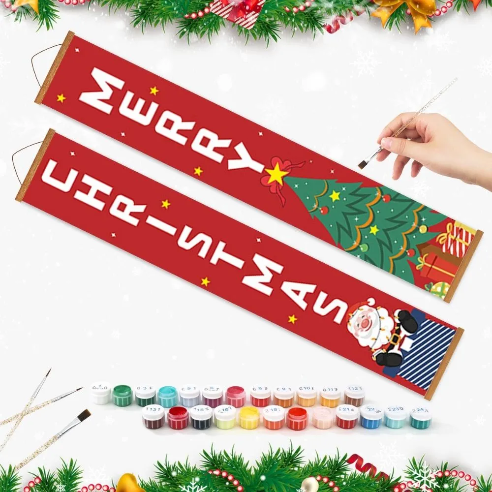 Figured'Art Kerstboom deur banners schilderen op nummer 20x120 cm