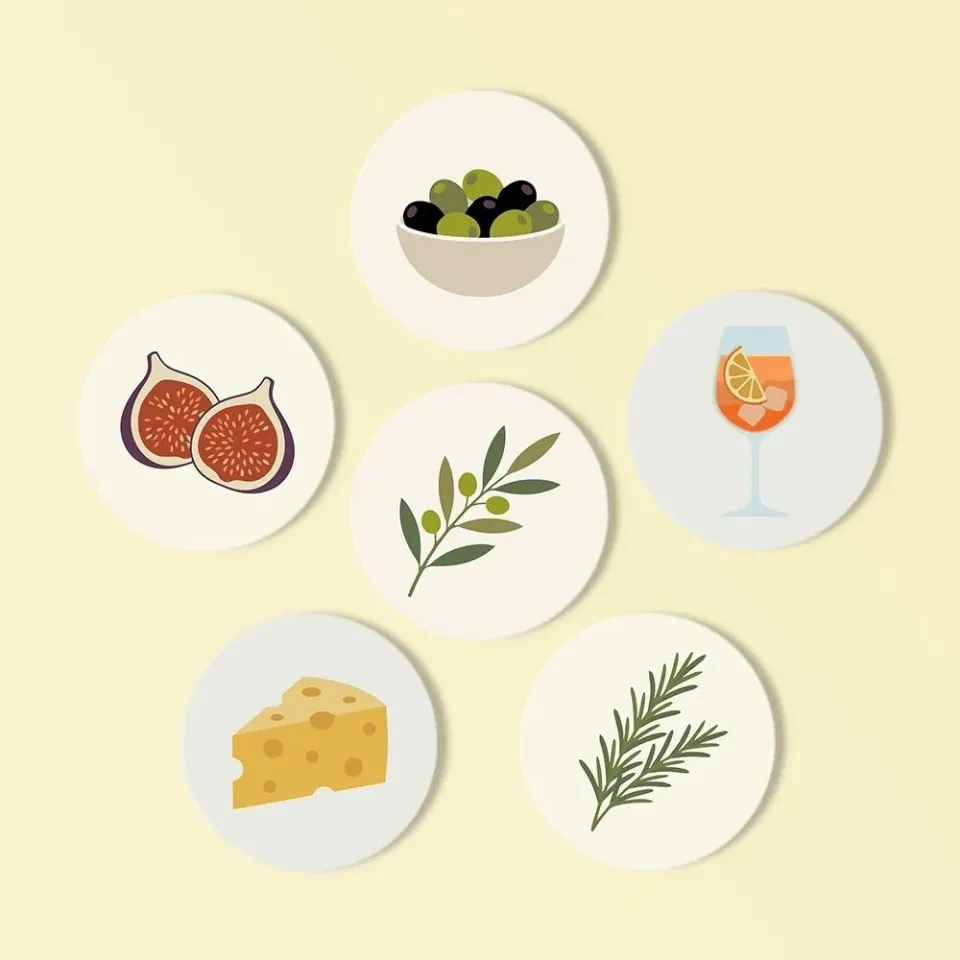 Figured'Art Mediterrane Smaken onderzetters schilderen op nummer 10 cm