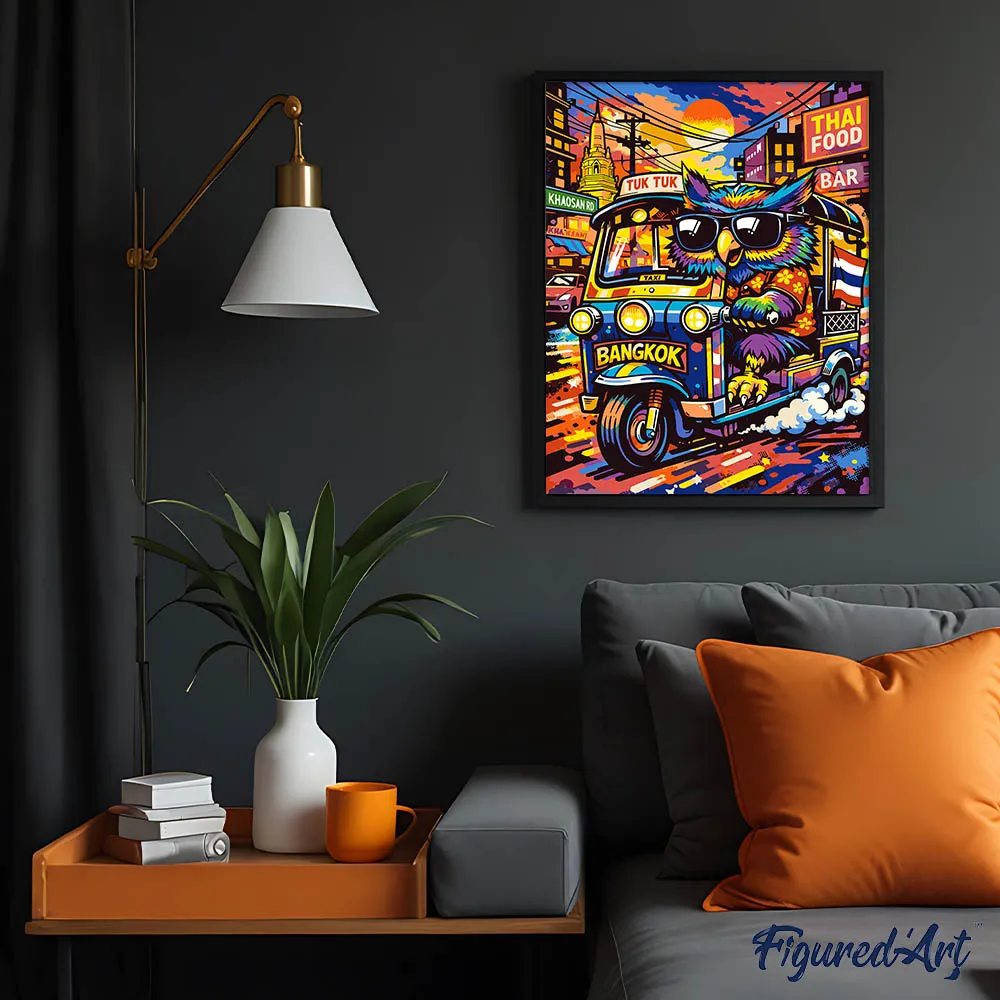Figured'Art Tuk-tuk van Bangkok schilderen op nummer 40x50 uilen