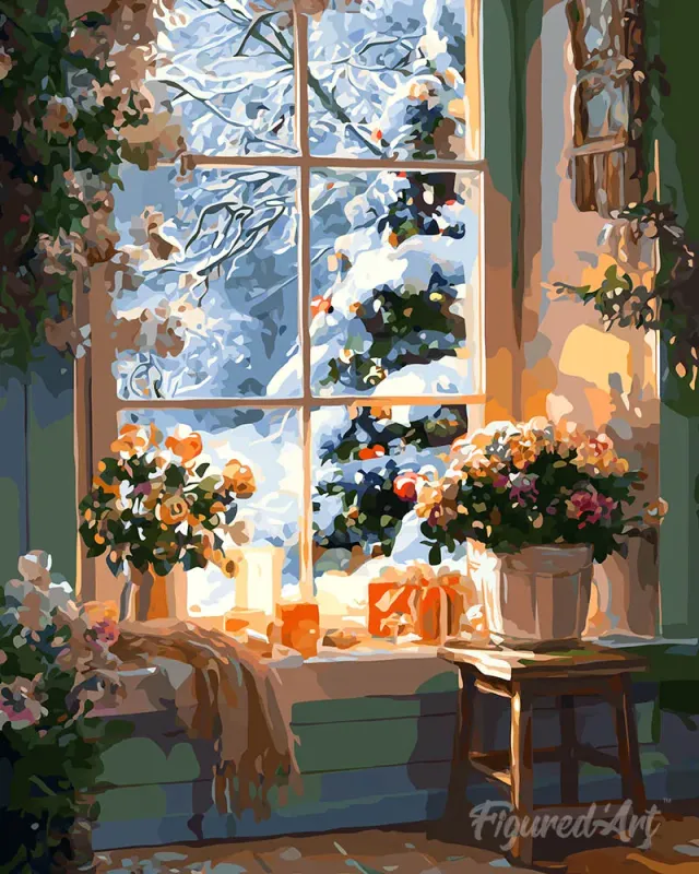 Figured'Art Romantische Winter diamond painting 40x50cm ingelijst