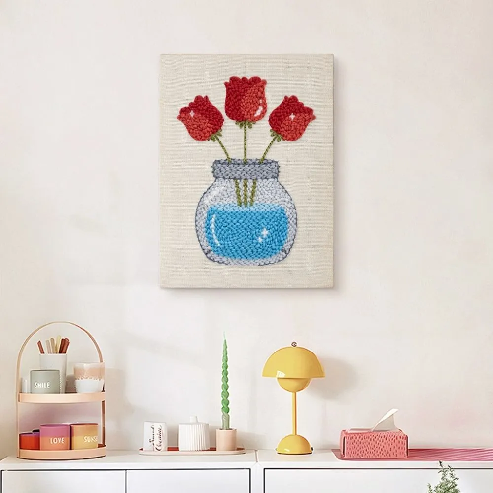 Figured'Art Pot met Tulpen punch needle pakket 20x30cm met frame