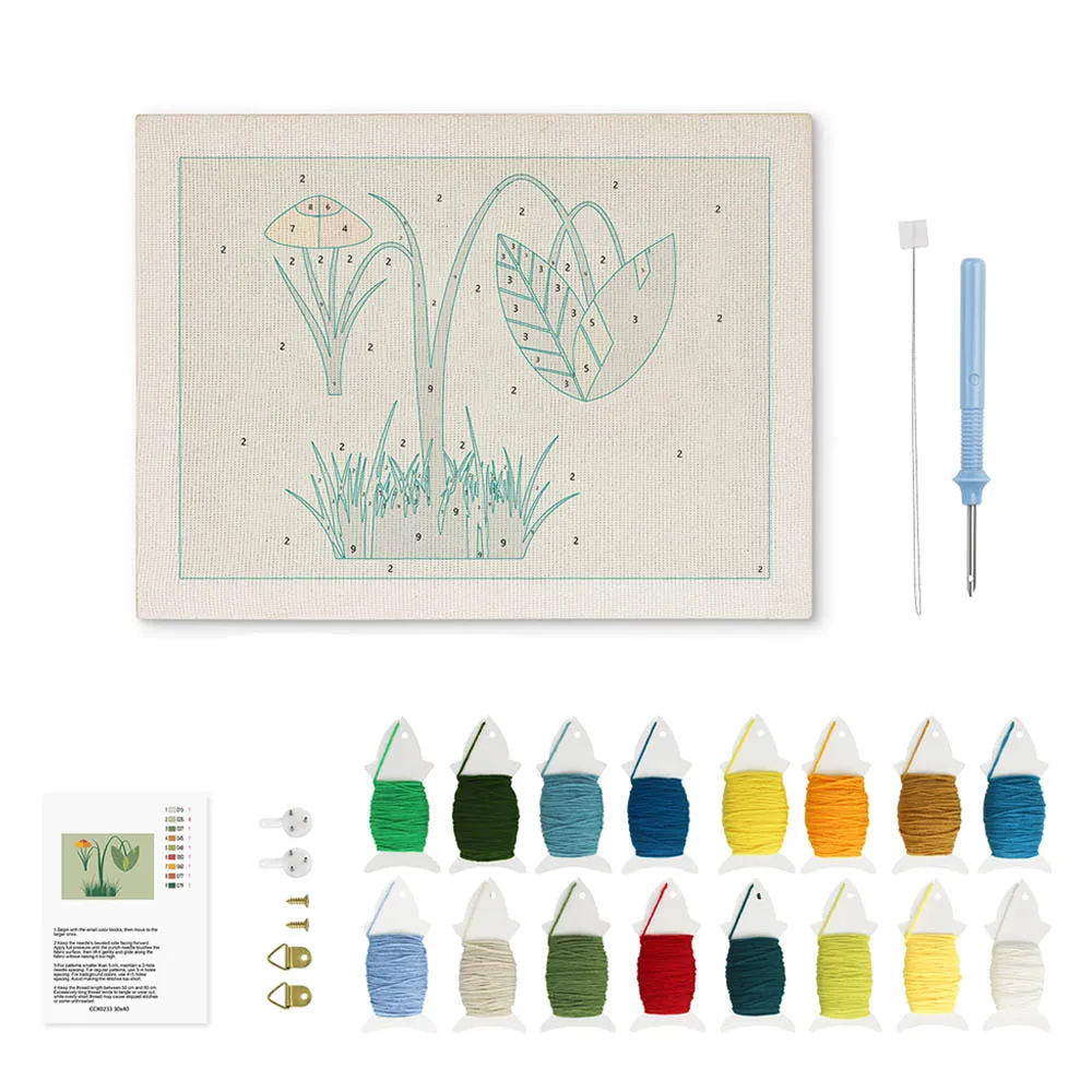 Figured'Art Wilde Weide punch needle pakket met frame 20x30cm