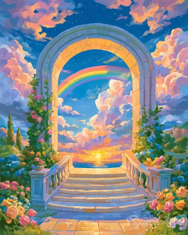 Figured'Art Voorbij de regenboog schilderen op nummer 40x50 cm