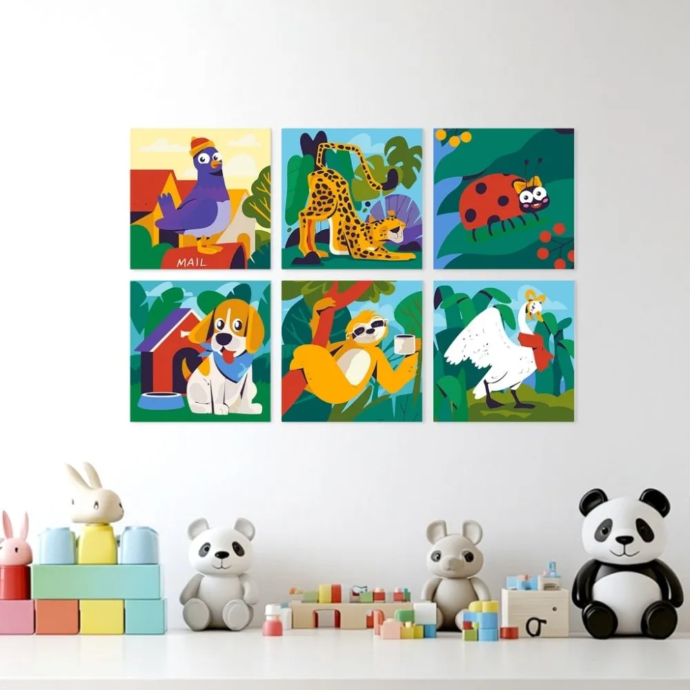 Figured'Art Mini Schilderen op Nummer Dierenvrienden 20x20cm 6 stuks