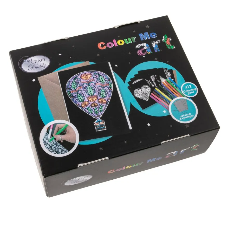 Craft Buddy Velvet Art wenskaarten set 24 stuks met stiften