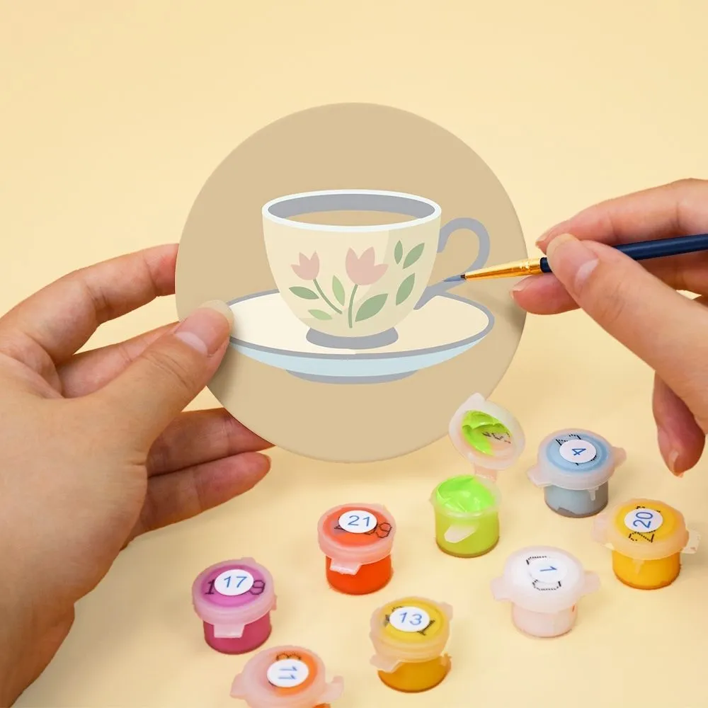 Figured'Art Theetijd onderzetters schilderen op nummer 10cm 6 stuks
