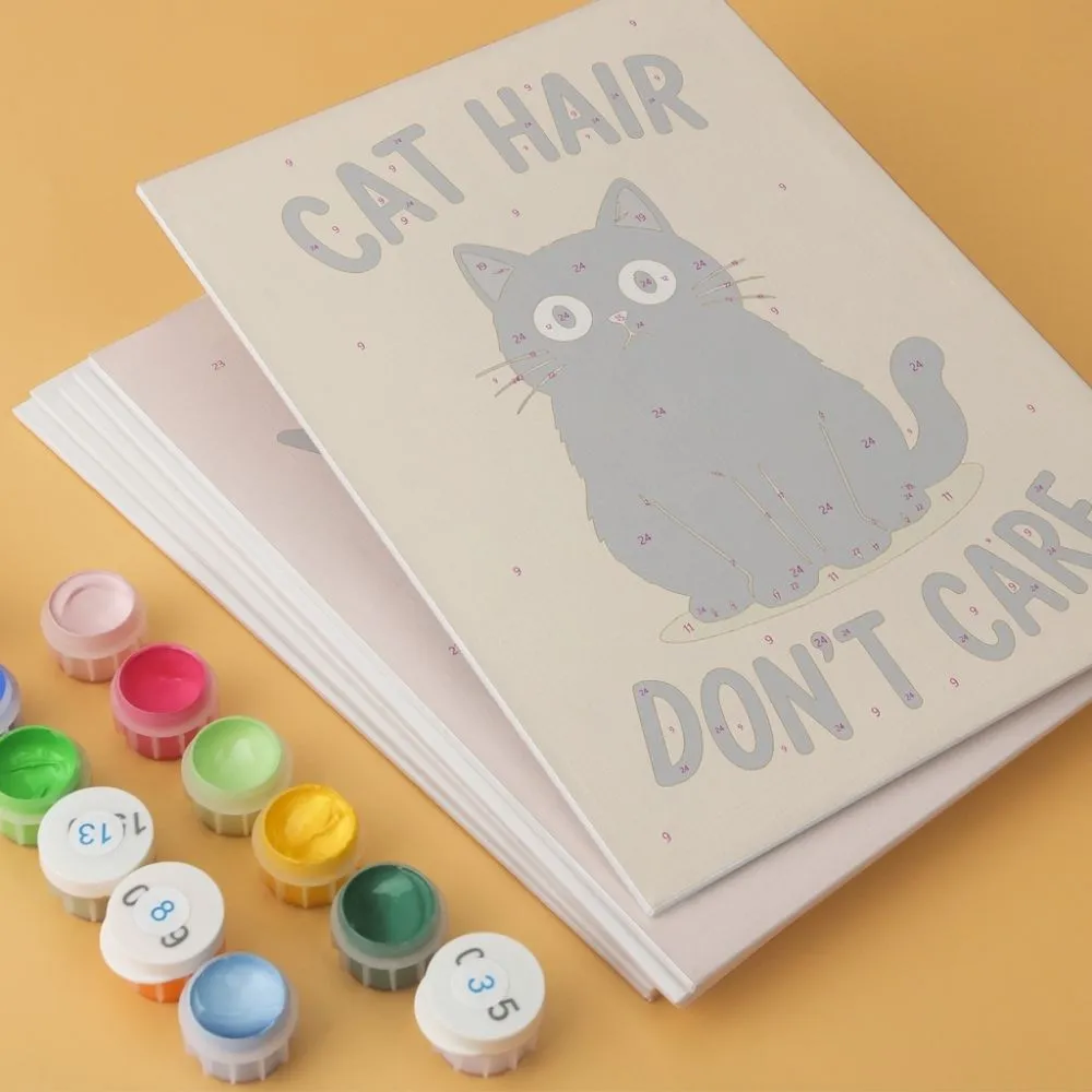 Figured'Art Kattenattitude mini canvas schilderen op nummer 15x20cm 6 stuks