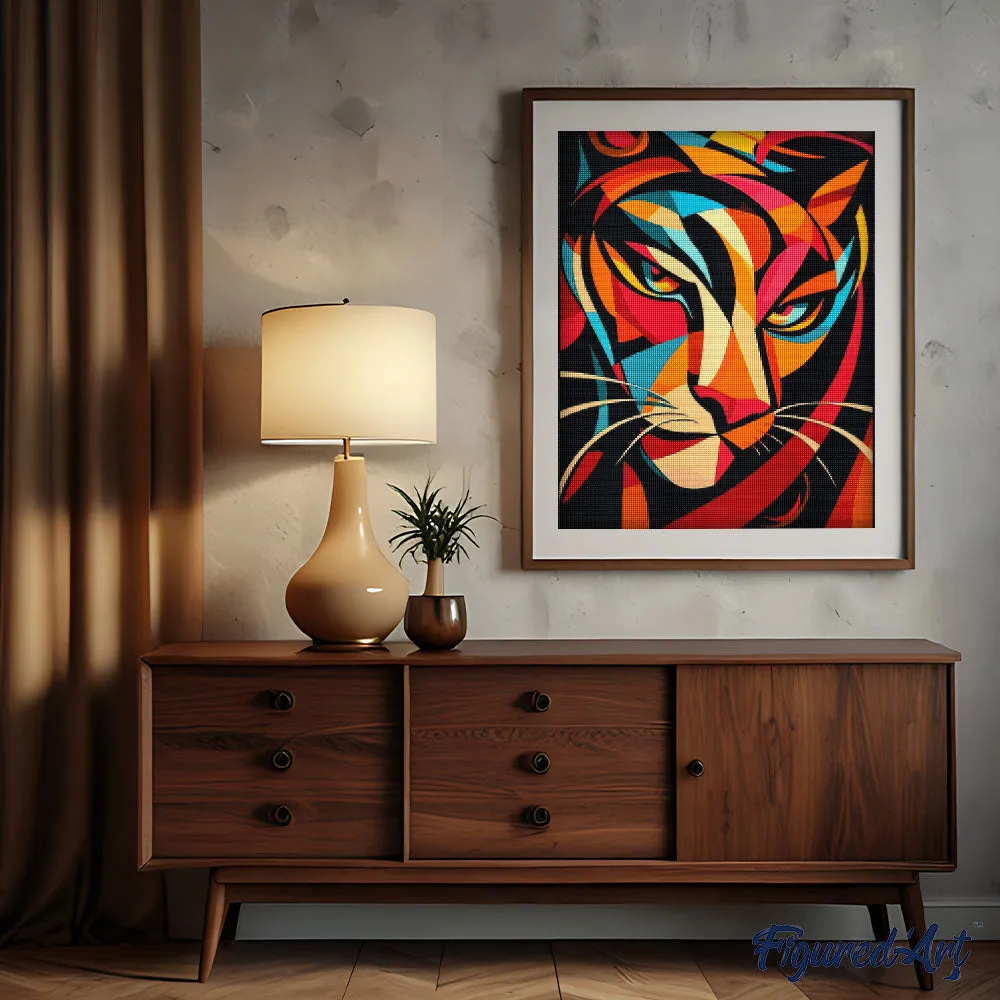 Figured'Art Gedurfd Abstract Tijger 2 diamond painting vierkant 40x50
