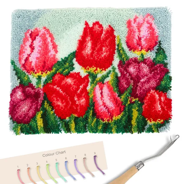 Craft Buddy Tulips latch hook tapijt knutselset wol 45x60 cm