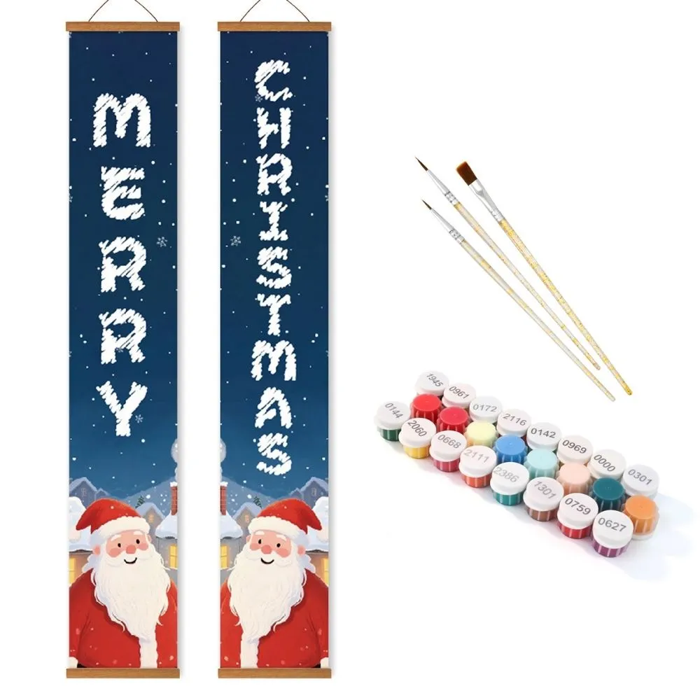 Figured'Art Kerstman Vreugde deurbanner schilderen op nummer 2x 20x120