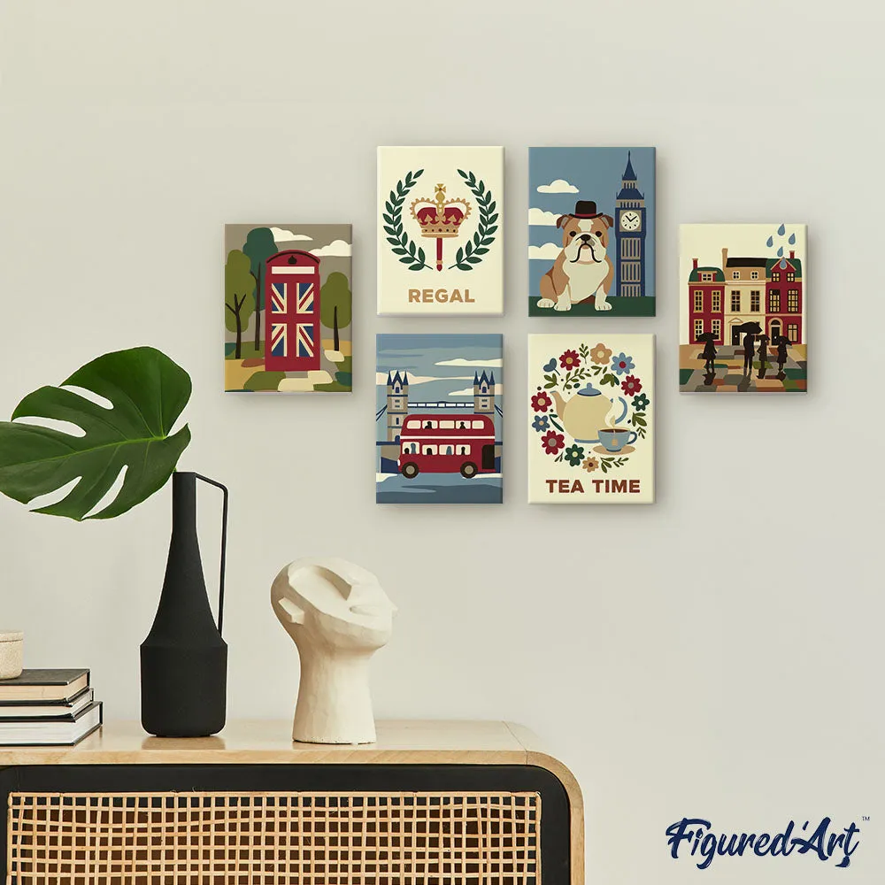 Figured'Art Britse Charme mini schilderen op nummer 15x20 cm 6 stuks