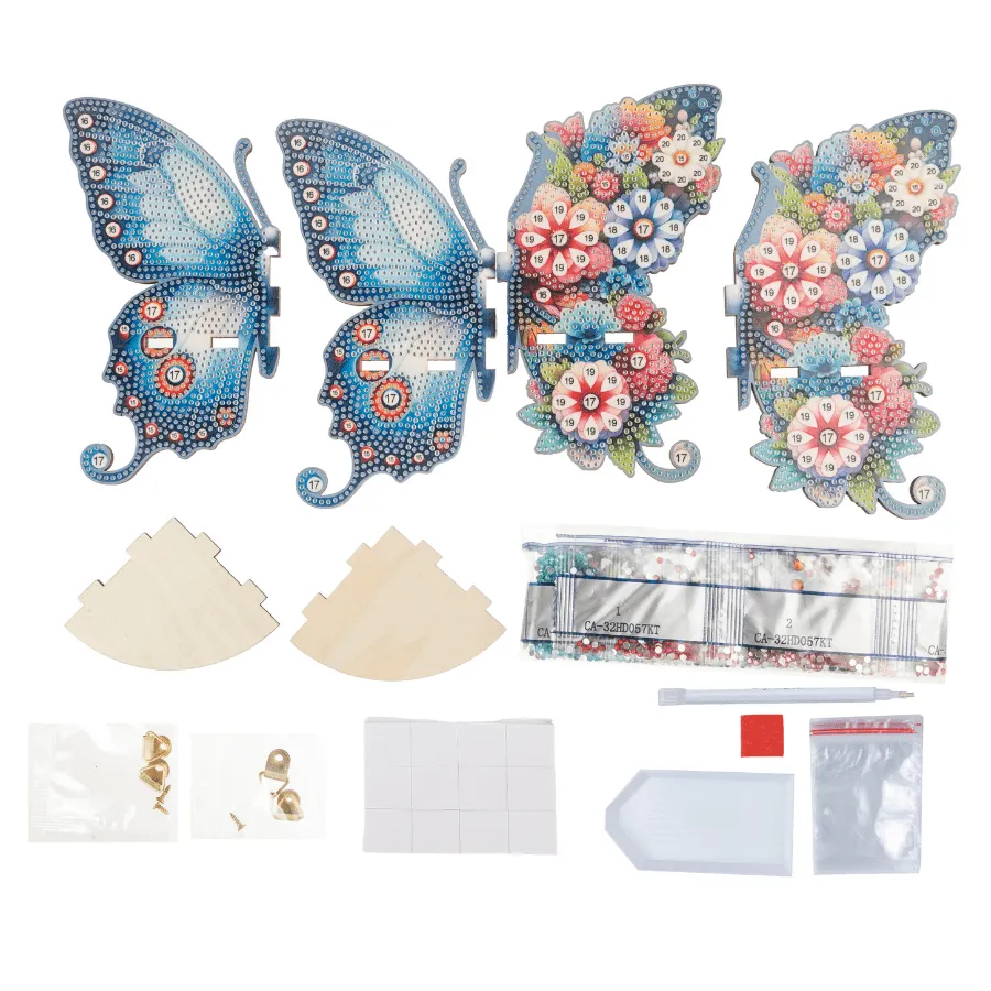 Craft Buddy Crystal Art Butterfly hoekplank 19x17,5 cm 2 st