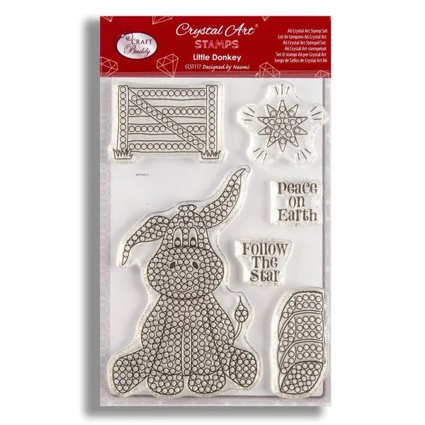 Craft Buddy Crystal Art Little Donkey stempelset A6 kerst 6-delig
