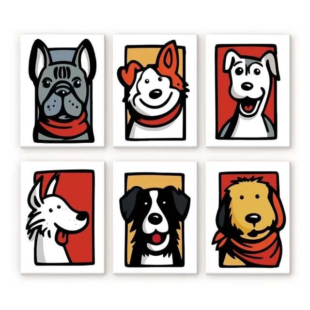Figured'Art Mini Schilderen op Nummer Bandana Maatjes 2 15x20cm 6 stuks
