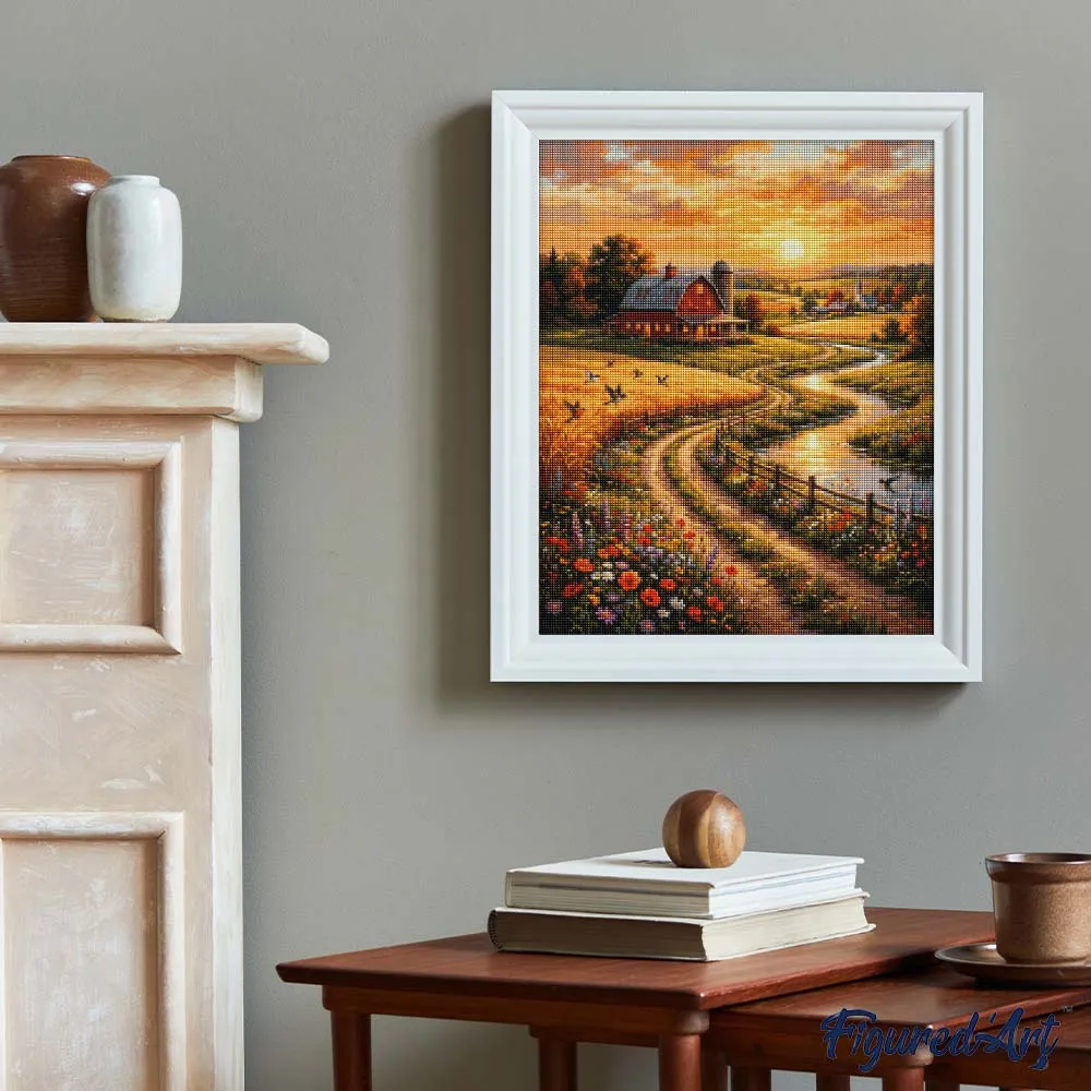 Figured'Art Landweg diamond painting 40x50 cm landschap