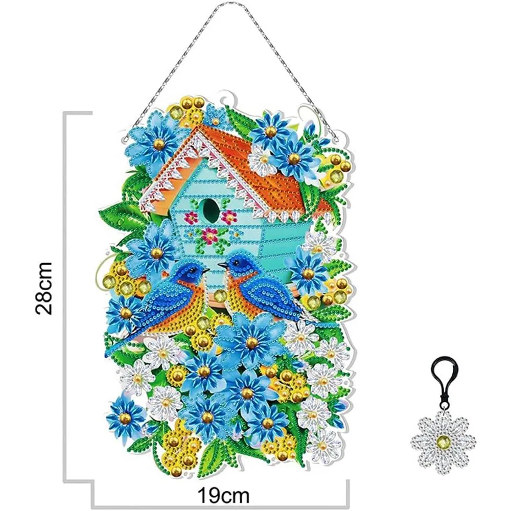 Figured'Art Vogelhuisje diamond painting hanger 19x28cm met LED