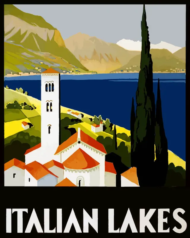 Figured'Art Vintage Italiaanse Meren schilderen op nummer 40x50