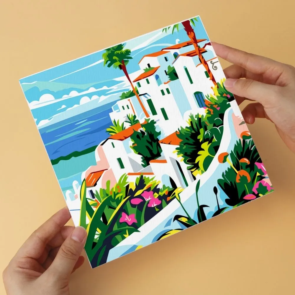 Figured'Art Mini Mediterrane penseelstreken schilderen op nummer 20x20cm 6 stuks